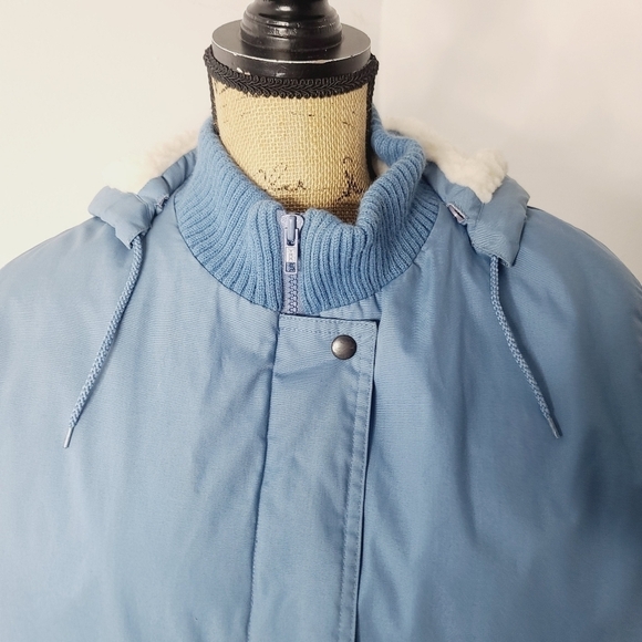Vintage 80s Blue Sherpa Lined Winter Jacket Windsor Bay 1X Plus - Picture 2 of 15
